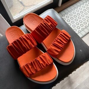 Sorel Women’s Orange Double-Ruched Slide Sandals
